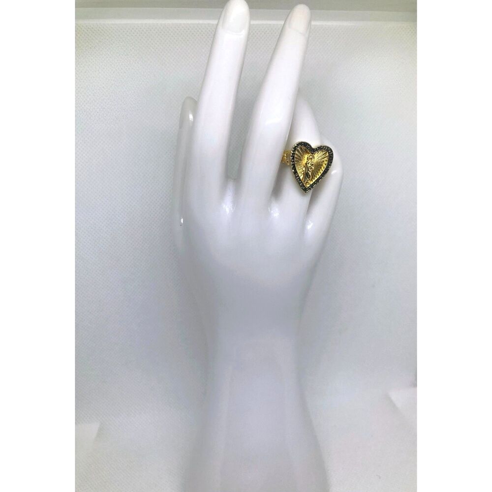 NEW 14K Gold Filled San Judas Heart Ring Adjustable from a Size 6.5-9